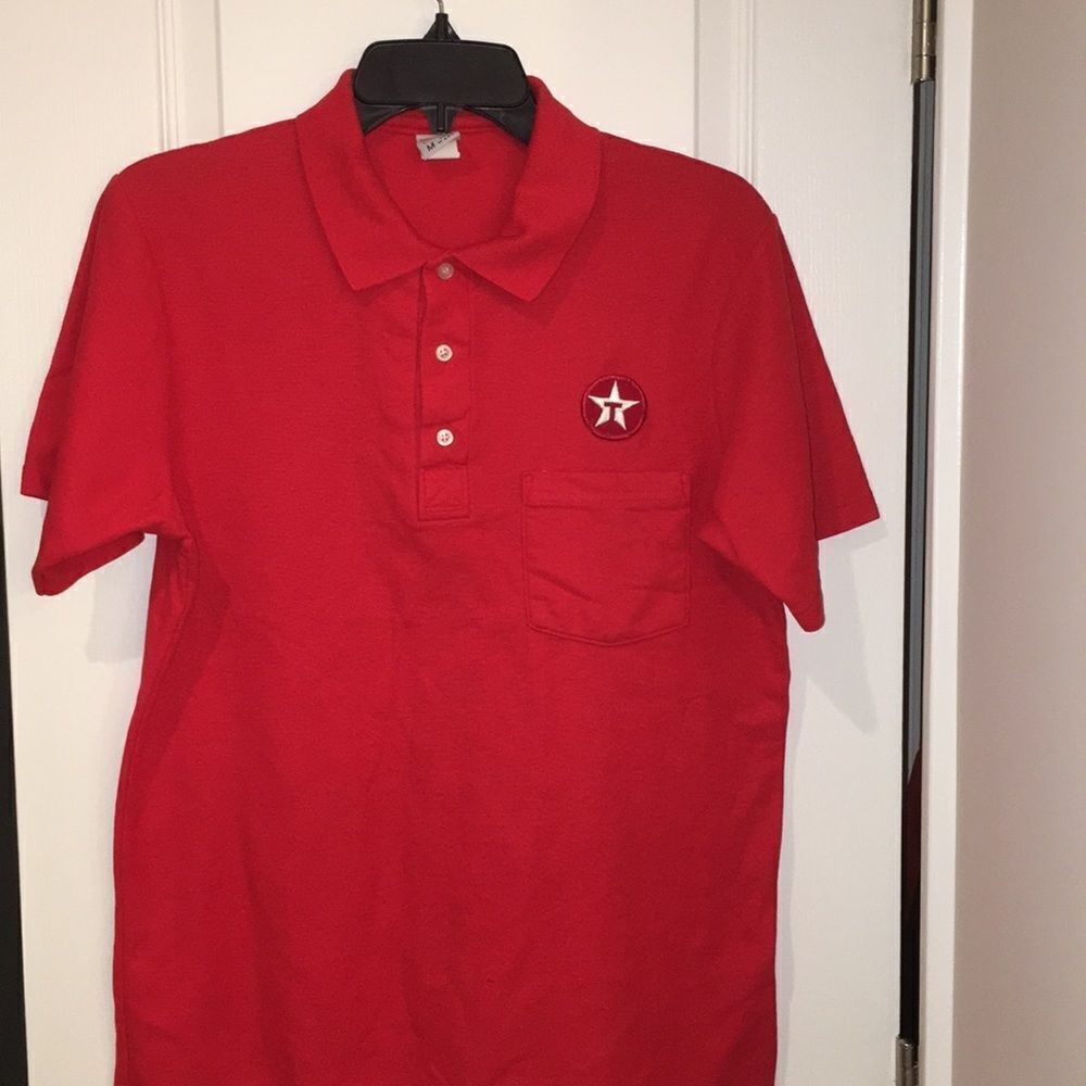 Texaco Gas Station Attendant polo golf shirt M Vtg